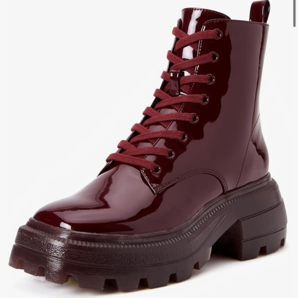 Katy Perry Burgundy Gelli Combat Boots Womens size 5.5